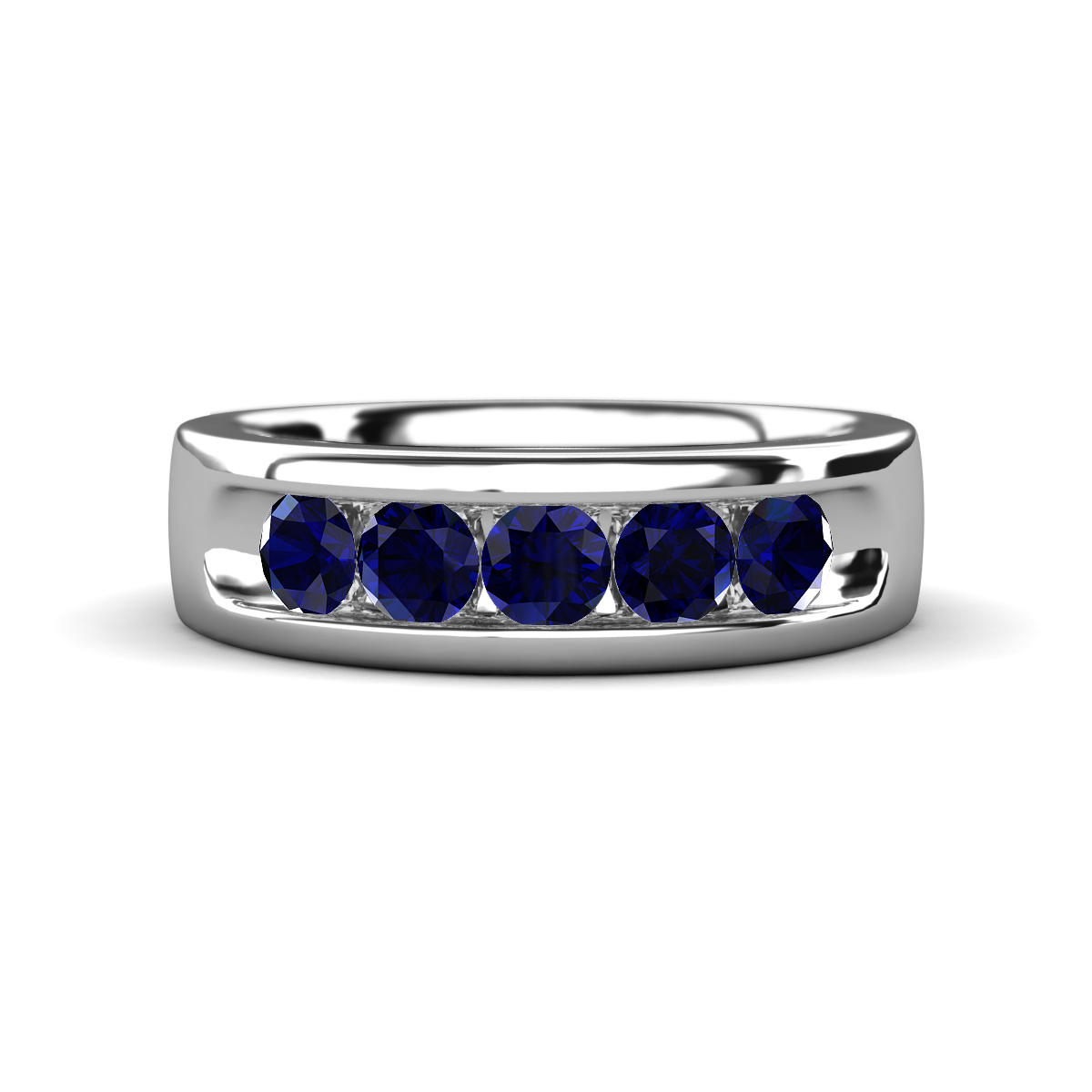 Irvin 0.85 ctw Blue Sapphire 5 stone Comfort Fit Men Wedding Band (6 mm) 